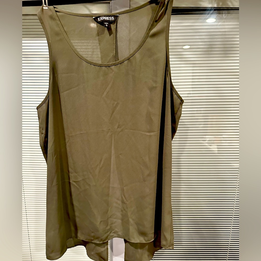Express Olive Green Polyester tank top